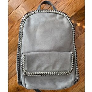 Grey Faux Leather Chain Backpack